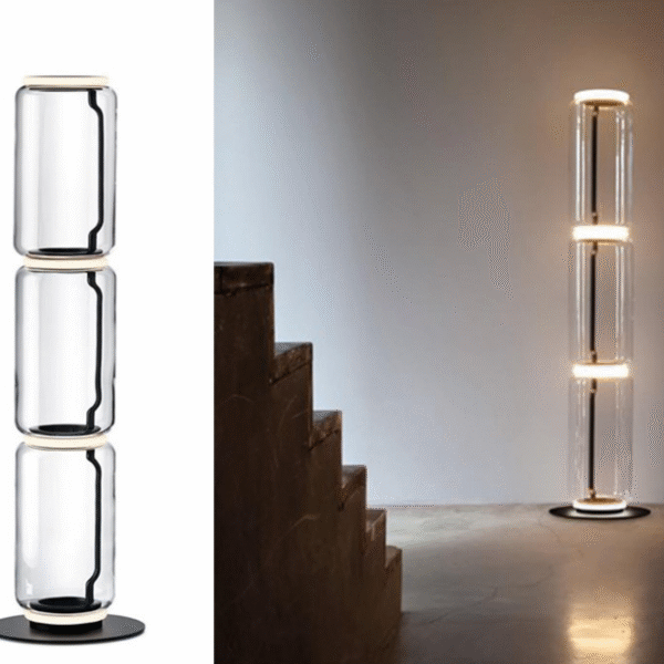 Clear glass floor lamp